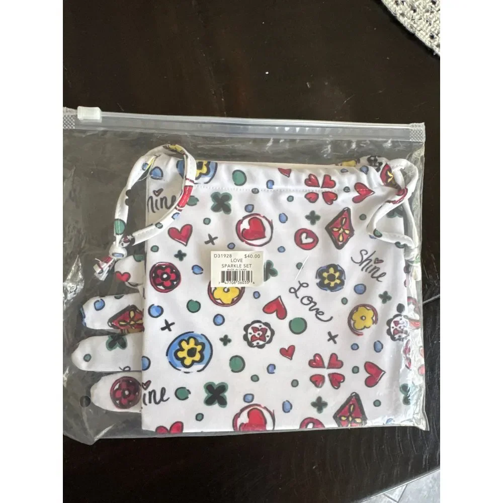 Brighton Love Sparkle Set touchscreen gloves mask drawstring‎ pouch NEW